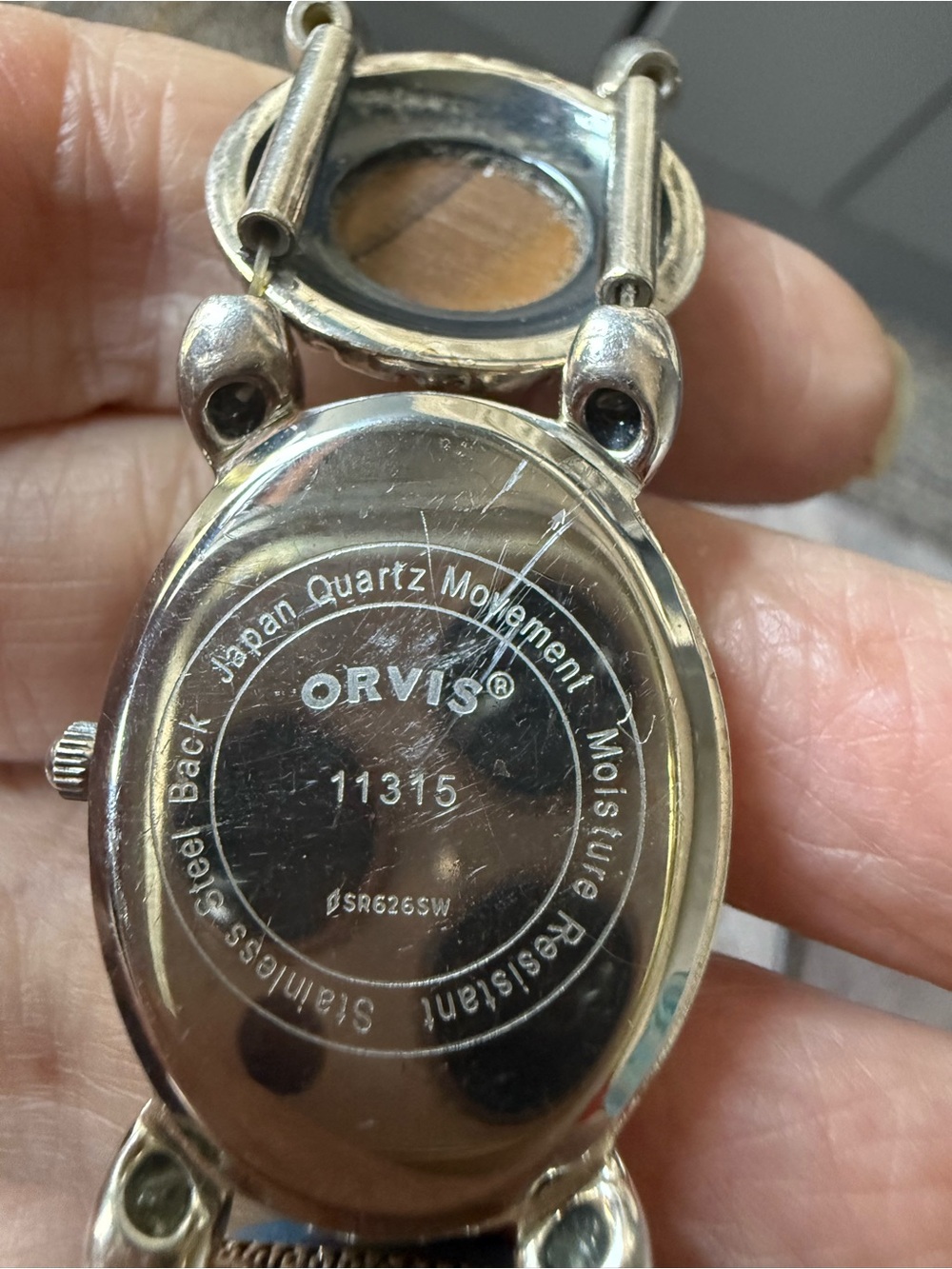 Orvis woman’s watch with semi precious stones in silvertone, abalone oval face. - Picture 2 of 12